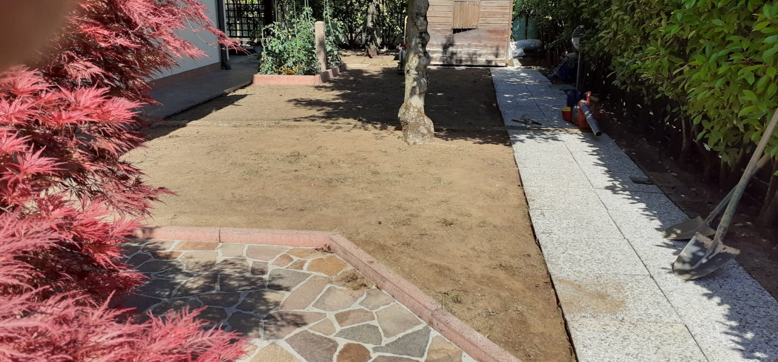 Prato sintetico prima e dopo